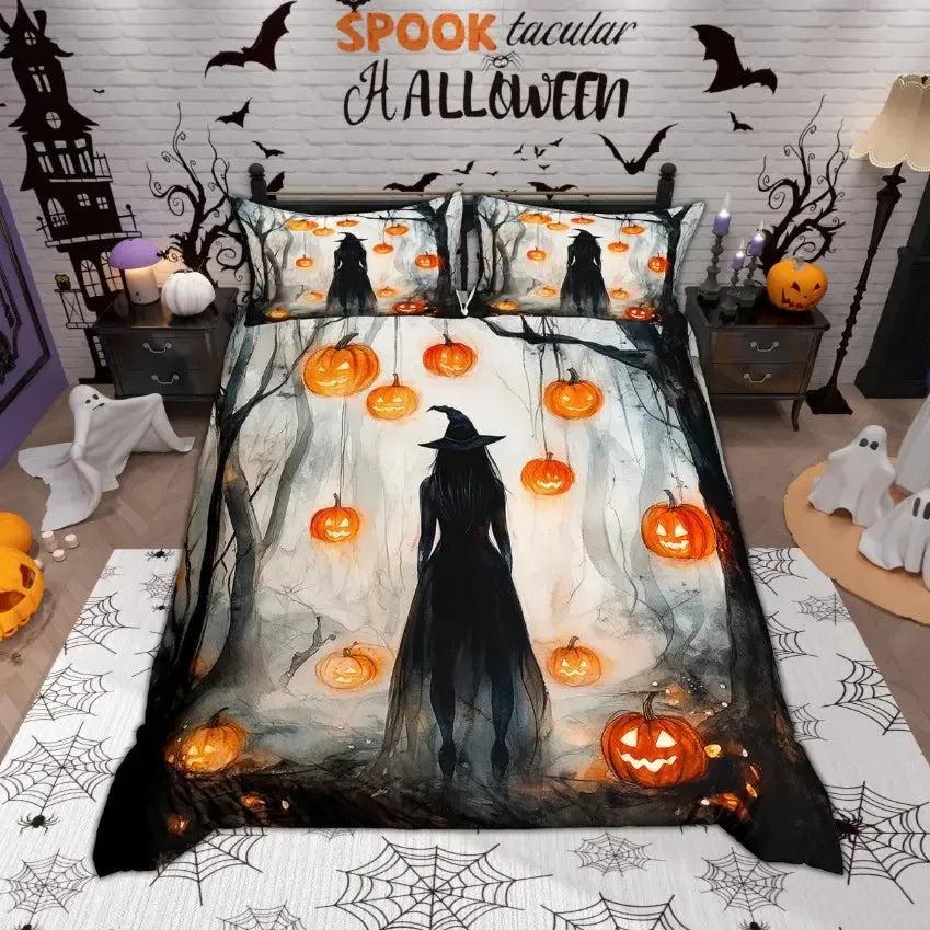 Haunted House Gothic Castle Halloween Bedding Set Witch Duvet Covers Home Decor-MoonChildWorld