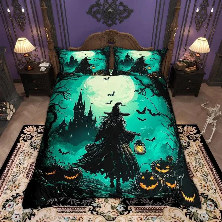 Haunted House Gothic Castle Halloween Bedding Set Witch Duvet Covers Home Decor-MoonChildWorld