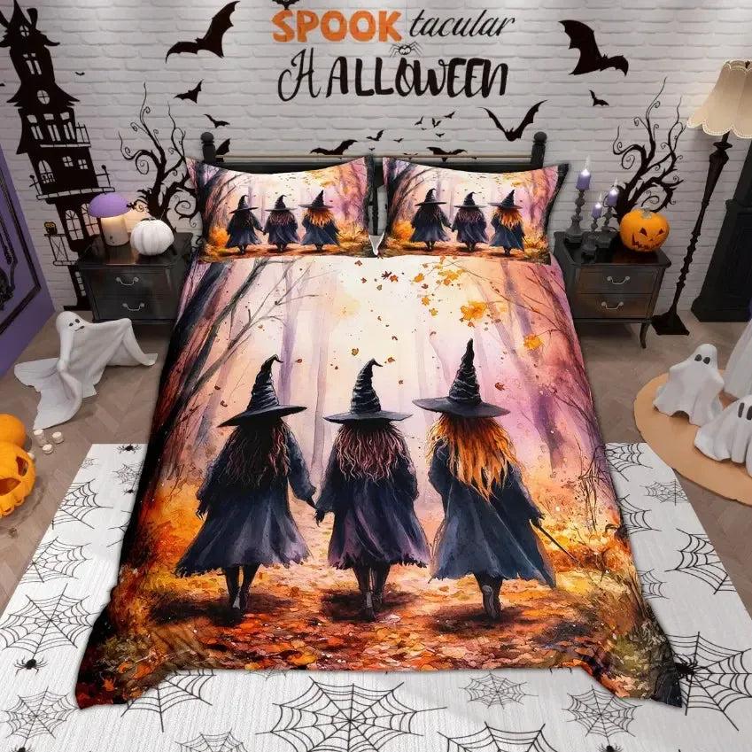 Haunted House Gothic Castle Halloween Bedding Set Witch Duvet Covers Home Decor-MoonChildWorld
