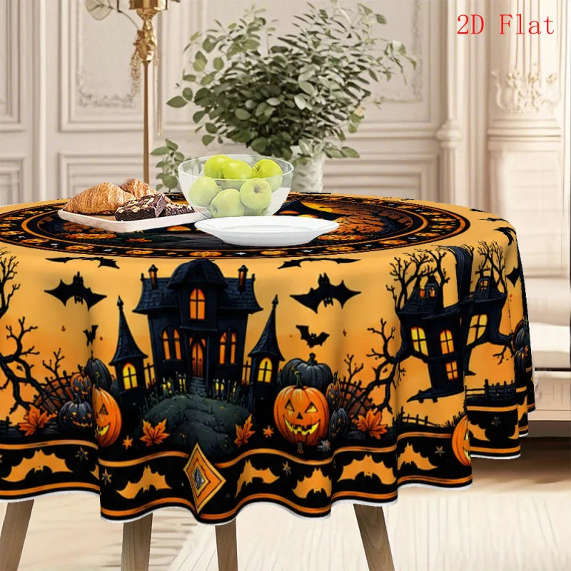 Round polyester tablecloth for home and dining table decor