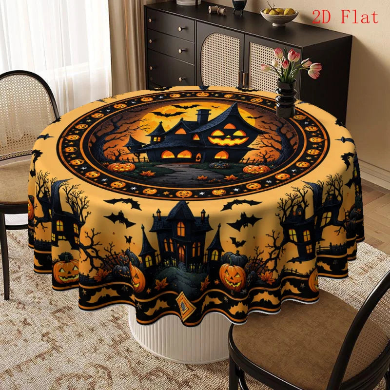 Round polyester tablecloth for home and dining table decor