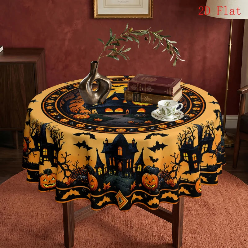 Round polyester tablecloth for home and dining table decor