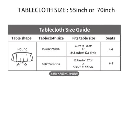 Round polyester tablecloth for home and dining table decor