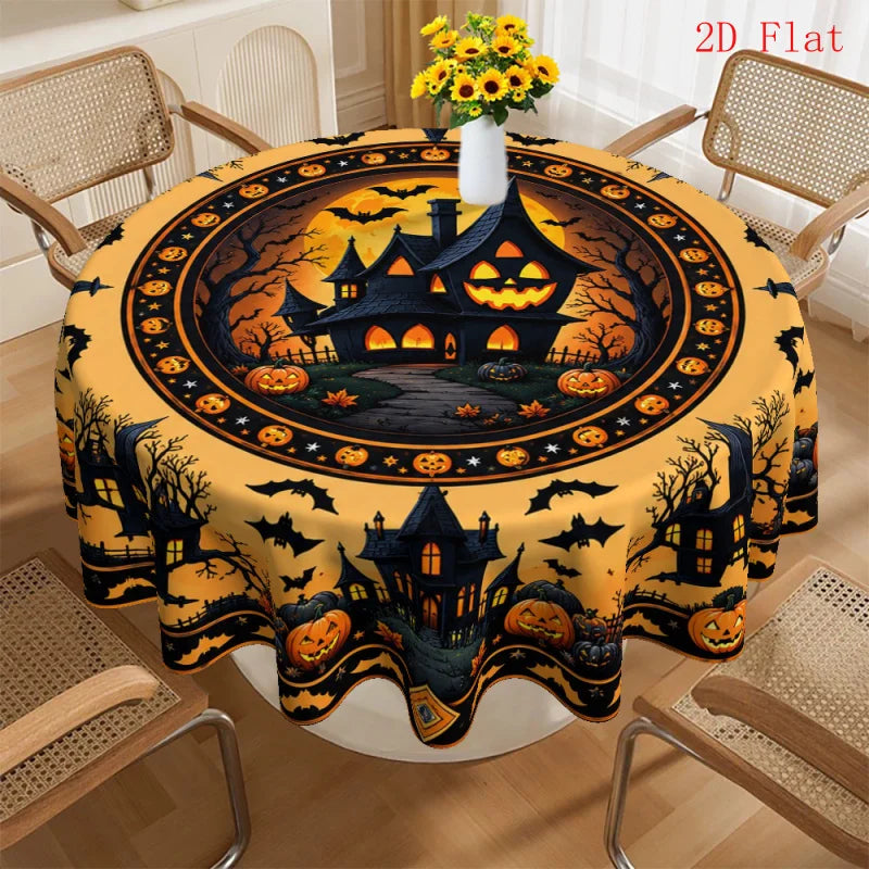 Round polyester tablecloth for home and dining table decor