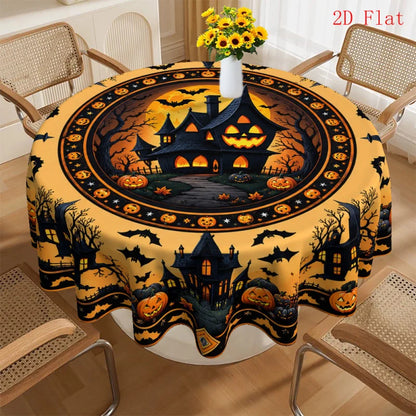 Round polyester tablecloth for home and dining table decor
