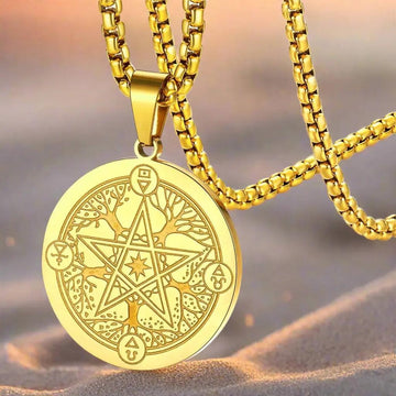 Wicca Pentagram Necklace Five Elements Spirit - Pagan Pentacle Necklace Amulet Jewelry-MoonChildWorld