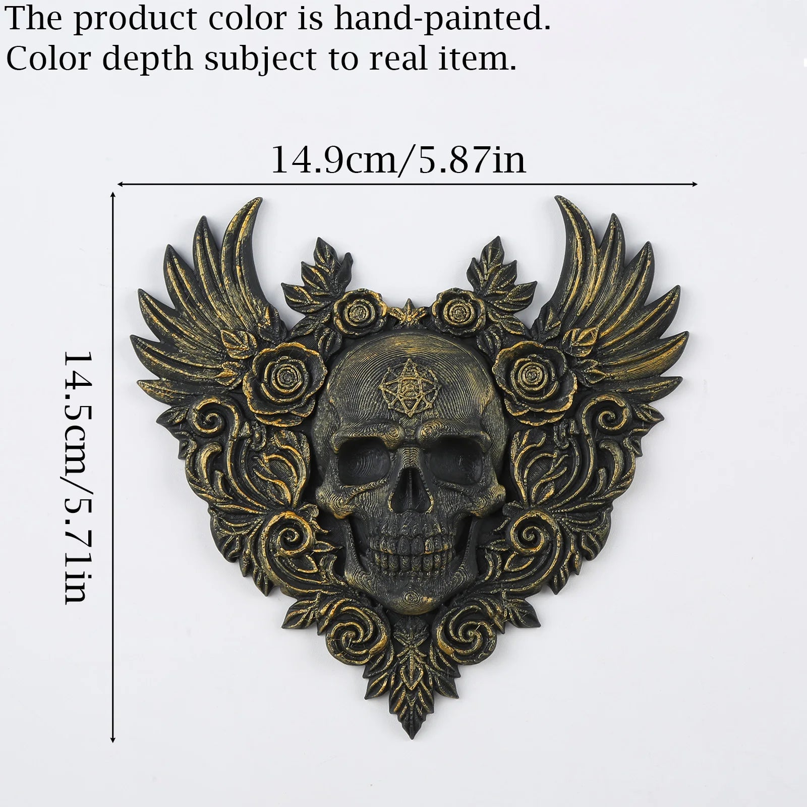 Heart skull relief plaque – dark romantic wall decor display