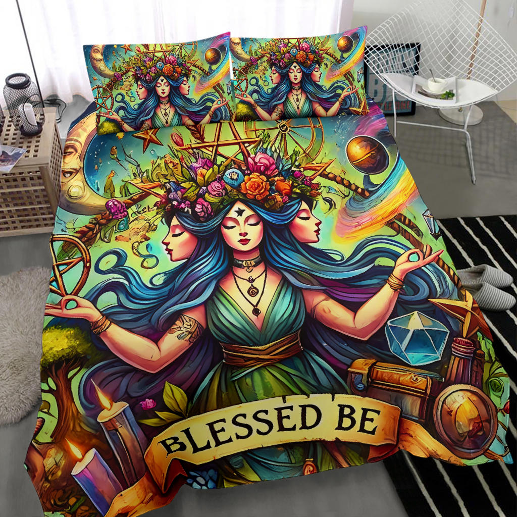 Hecate Goddess Bedding Set Wiccan Triple Goddess Bedding Set-MoonChildWorld