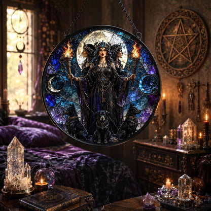 Hecate Goddess Glass Suncatcher - sunlight glow
