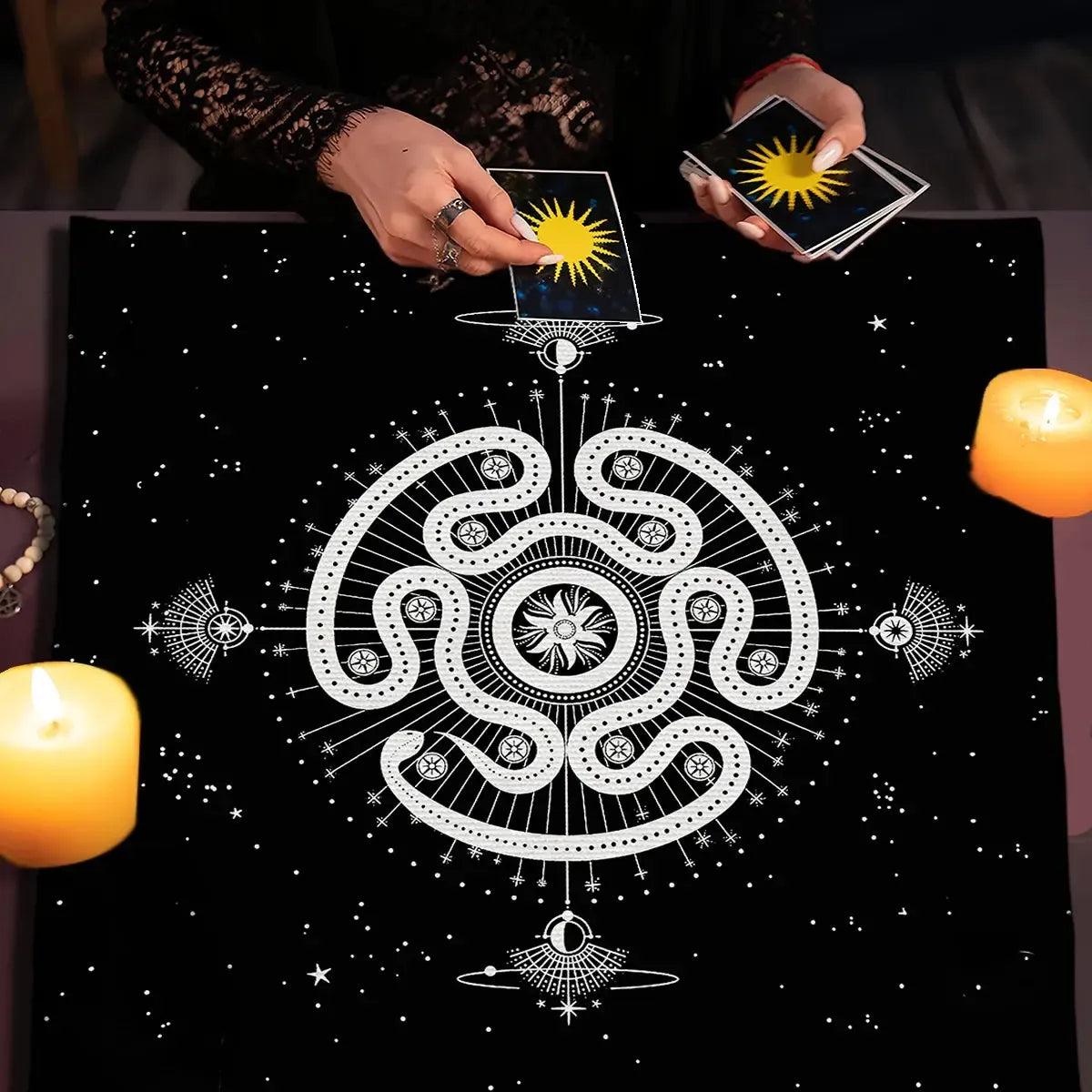 Hecate Goddess Tarot Cards Tablecloth Witch Altar Cloth Wicca Divination Cloth Pendulum Ritual Mat-MoonChildWorld