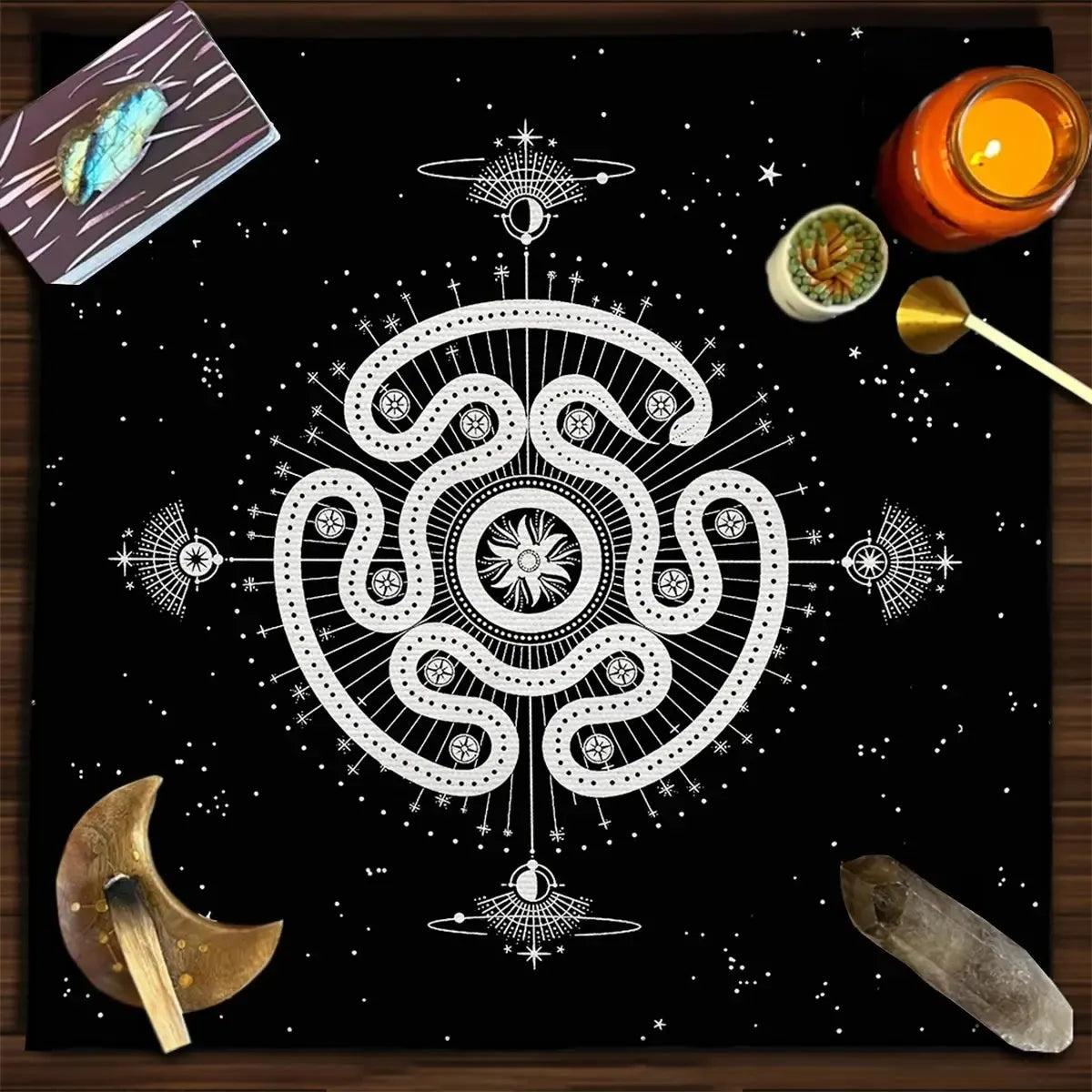 Hecate Goddess Tarot Cards Tablecloth Witch Altar Cloth Wicca Divination Cloth Pendulum Ritual Mat-MoonChildWorld