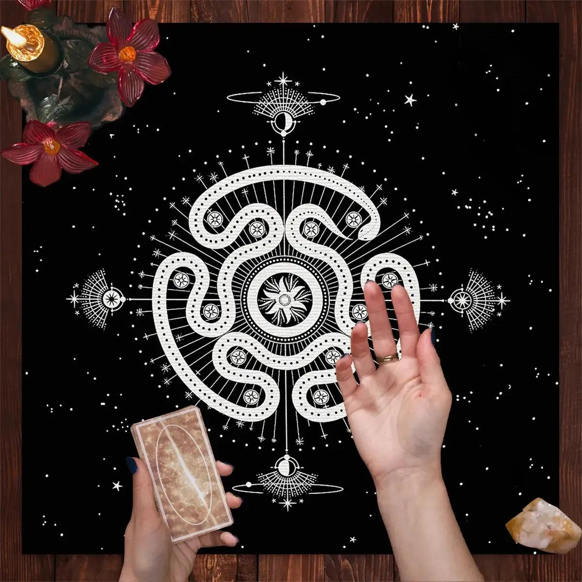 Hecate Goddess Tarot Cards Tablecloth Witch Altar Cloth Wicca Divination Cloth Pendulum Ritual Mat-MoonChildWorld