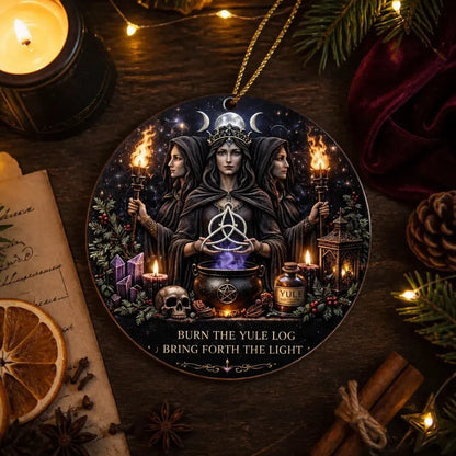 Hecate Goddess Yule Ceramic Ornament – Triple Goddess Witchy Christmas Ornament_mockup_3.webp