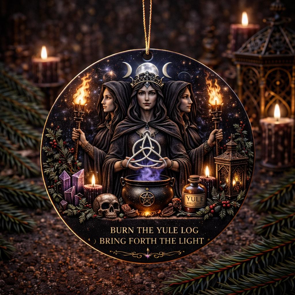 Hecate Goddess Yule Ceramic Ornament – Triple Goddess Witchy Christmas Ornament-MoonChildWorld