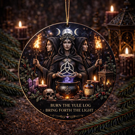 Hecate Goddess Yule Ceramic Ornament – Triple Goddess Witchy Christmas Ornament-MoonChildWorld