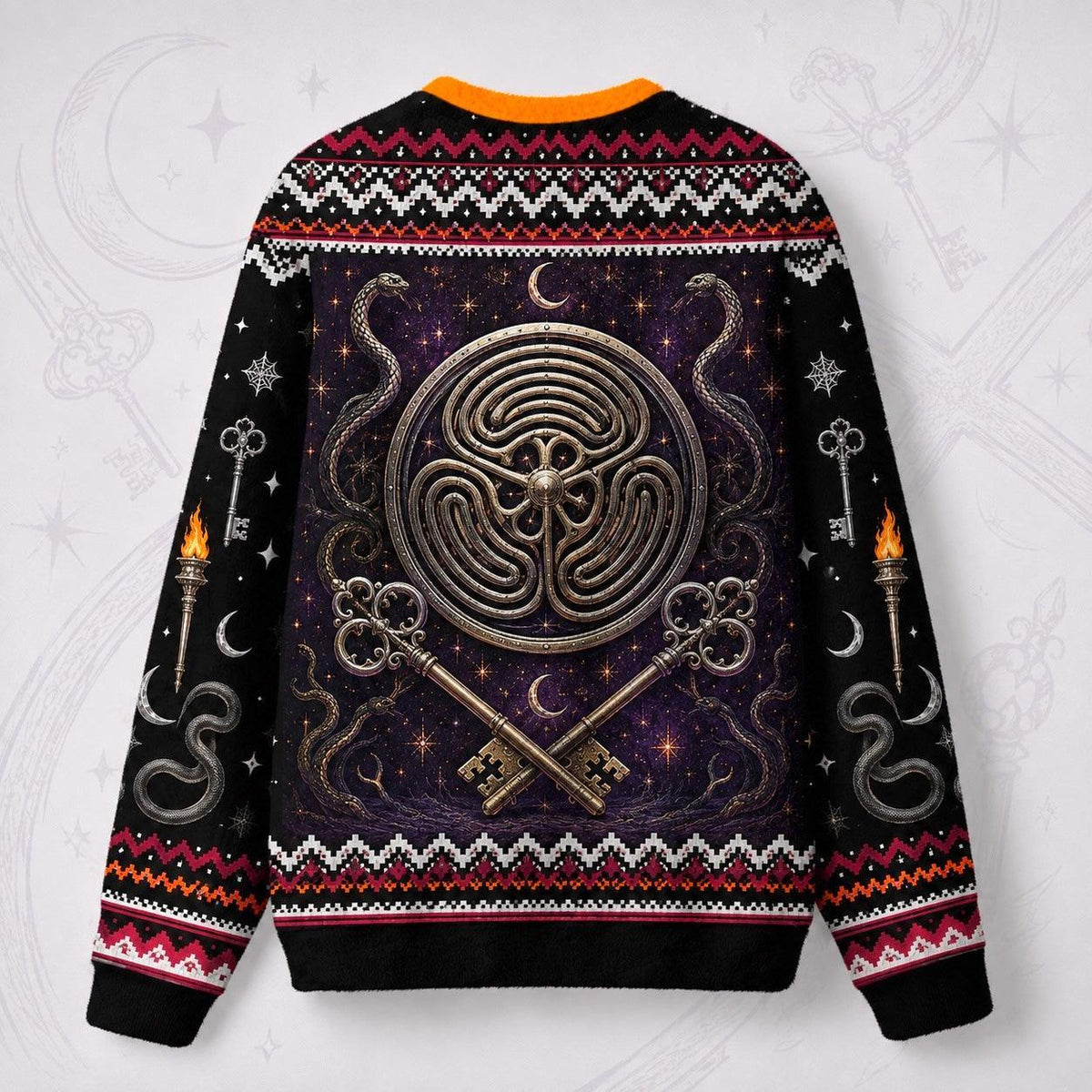 Hecate Sweater Torch Key Labyrinth Crossroads Pagan Knit back view