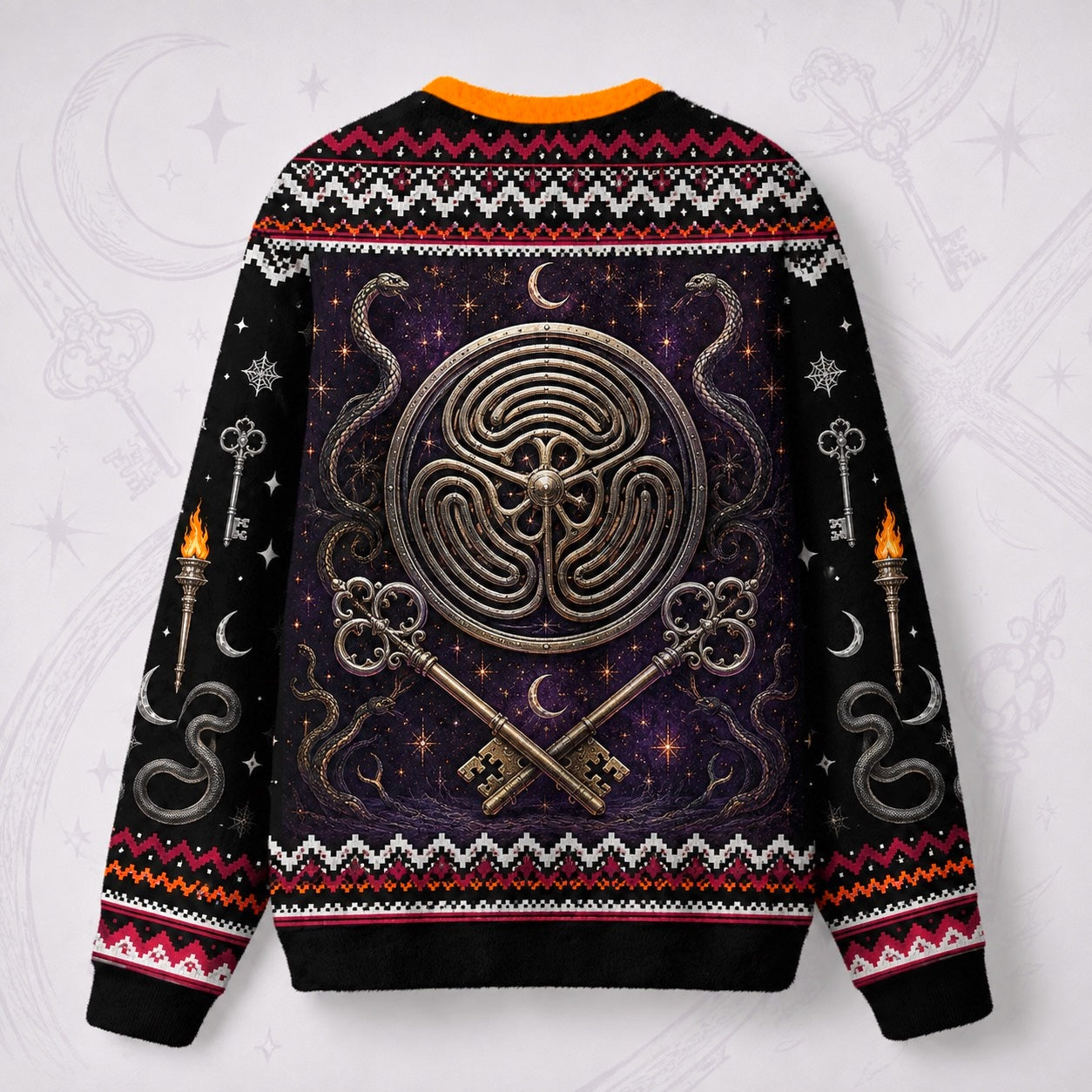 Hecate Sweater Torch Key Labyrinth Crossroads Pagan Knit back view