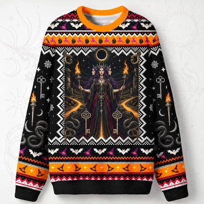 Hecate Sweater Torch Key Labyrinth Crossroads Pagan Knit front view