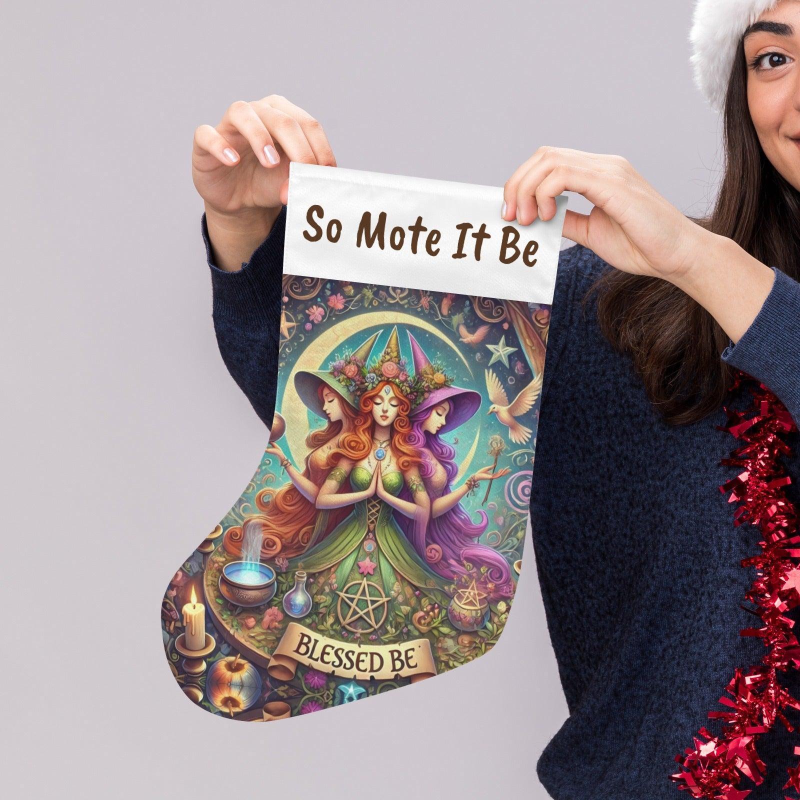 Hecate Triple Goddess Pagan Christmas Stocking for Yule Decorations-MoonChildWorld