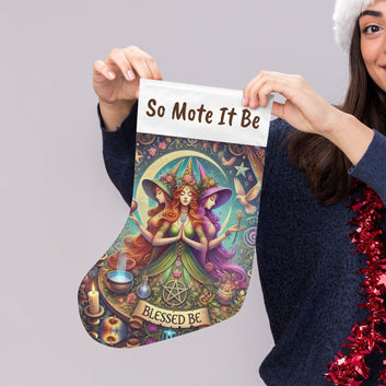 Hecate Triple Goddess Pagan Christmas Stocking for Yule Decorations-MoonChildWorld