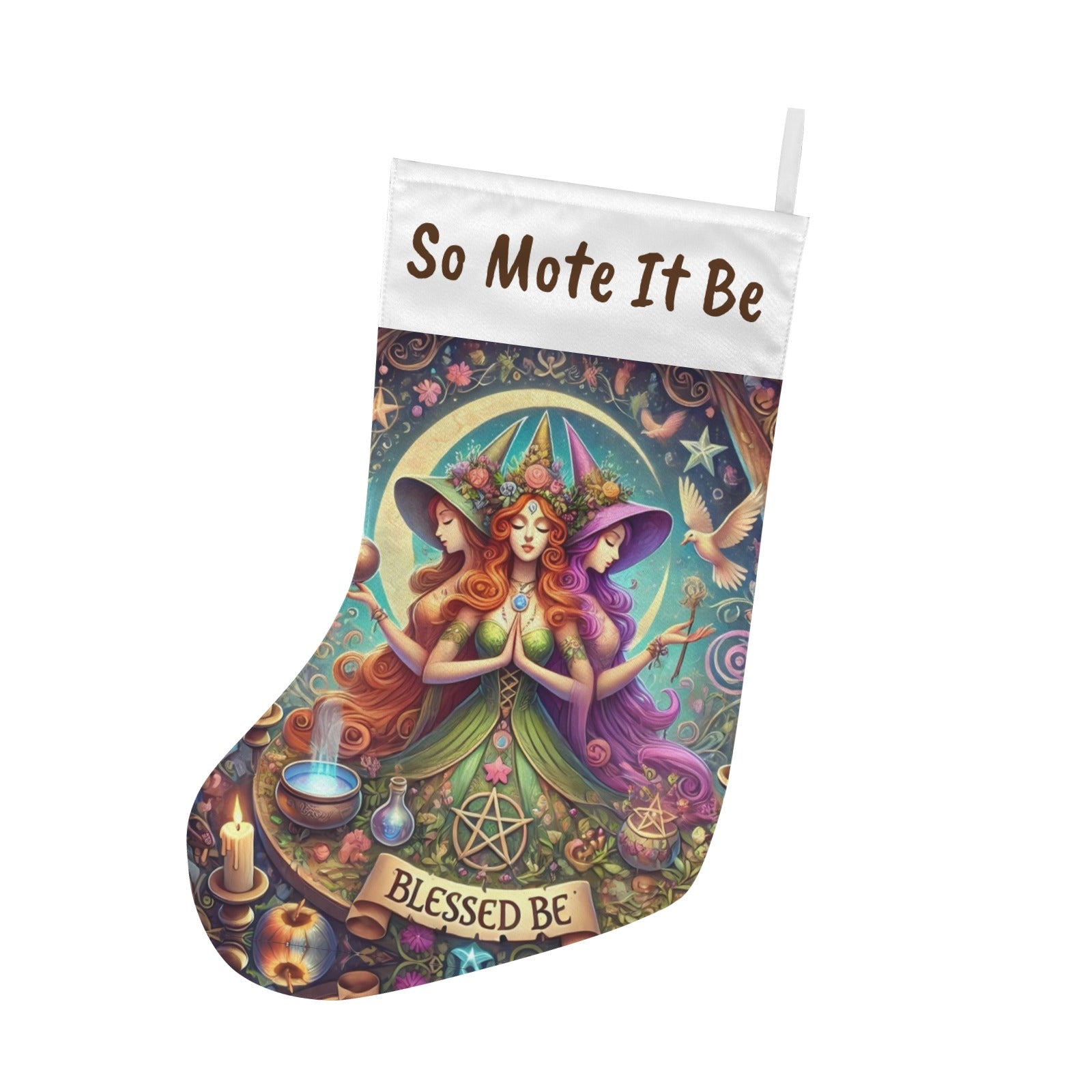 Hecate Triple Goddess Pagan Christmas Stocking for Yule Decorations-MoonChildWorld