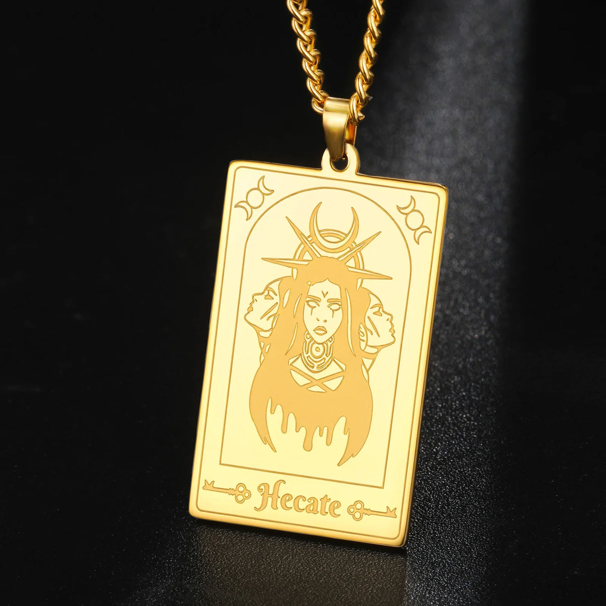 Hecate goddess necklace presented in a gift box