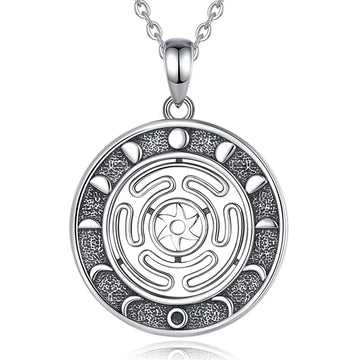 Hecate Wheel Necklace Moon Phases Witchcraft Jewelry-MoonChildWorld