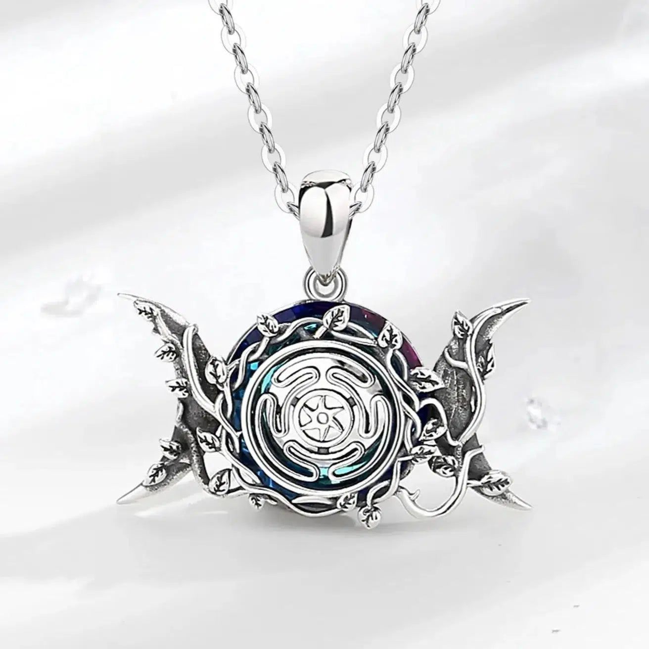 Hecate Wheel Wicca Pagan Necklace Triple Moon Necklace Witch Jewelry-MoonChildWorld