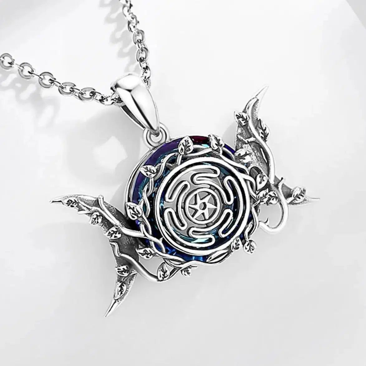 Hecate Wheel Wicca Pagan Necklace Triple Moon Necklace Witch Jewelry-MoonChildWorld