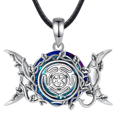 Hecate Wheel Wicca Pagan Necklace Triple Moon Necklace Witch Jewelry-MoonChildWorld