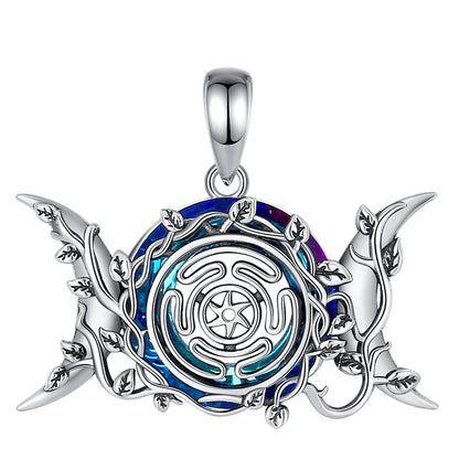 Hecate Wheel Wicca Pagan Necklace Triple Moon Necklace Witch Jewelry-MoonChildWorld