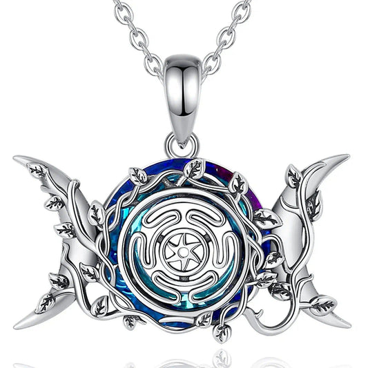 Hecate Wheel Wicca Pagan Necklace Triple Moon Necklace Witch Jewelry-MoonChildWorld