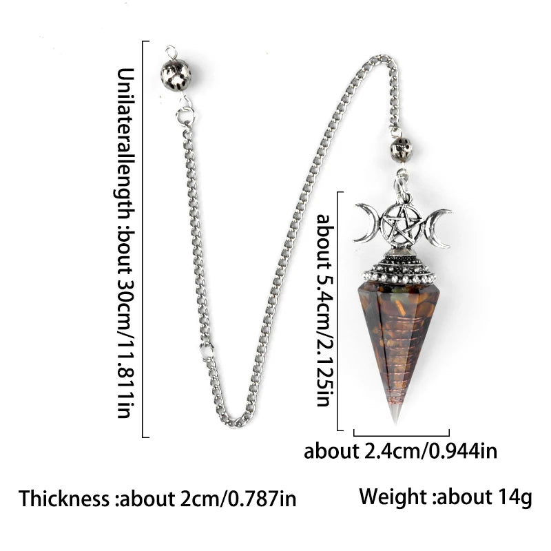 Hexagon Cone Crystal Pendulum Seven Chakra Natural Stone Pendant-MoonChildWorld