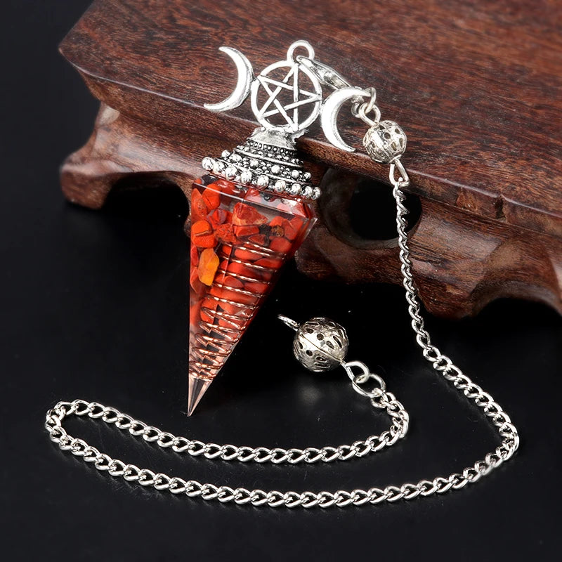 Hexagon Cone Crystal Pendulum Seven Chakra Natural Stone Pendant-MoonChildWorld