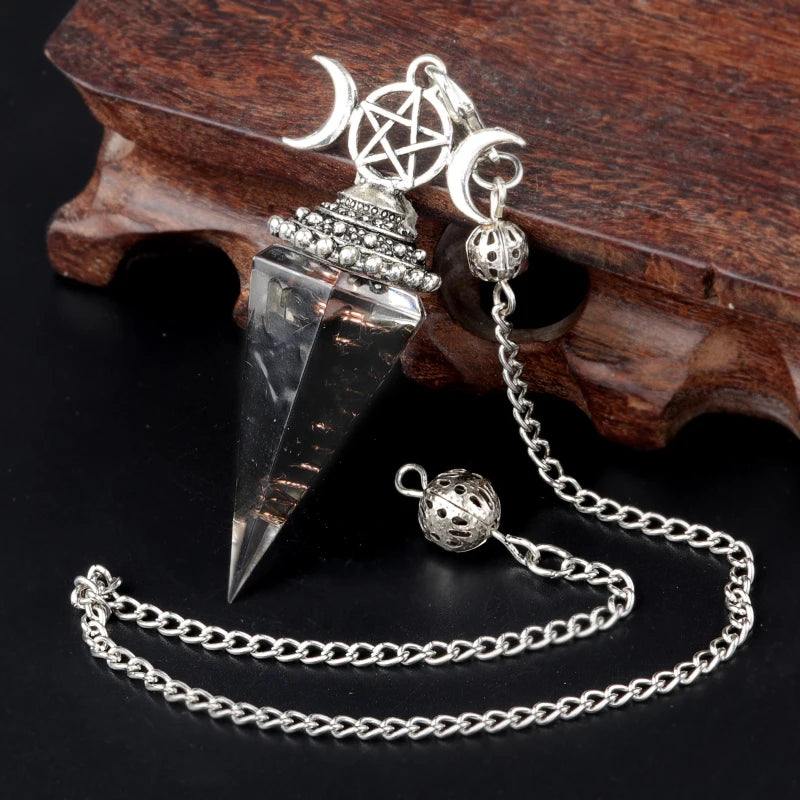 Hexagon Cone Crystal Pendulum Seven Chakra Natural Stone Pendant-MoonChildWorld