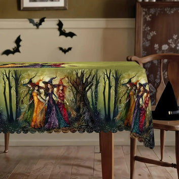 Hocus Pocus Gothic Witch Halloween Tablecloth - Spooky Table Decoration Tablecloth-MoonChildWorld