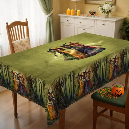 Hocus Pocus Gothic Witch Halloween Tablecloth - Spooky Table Decoration Tablecloth-MoonChildWorld