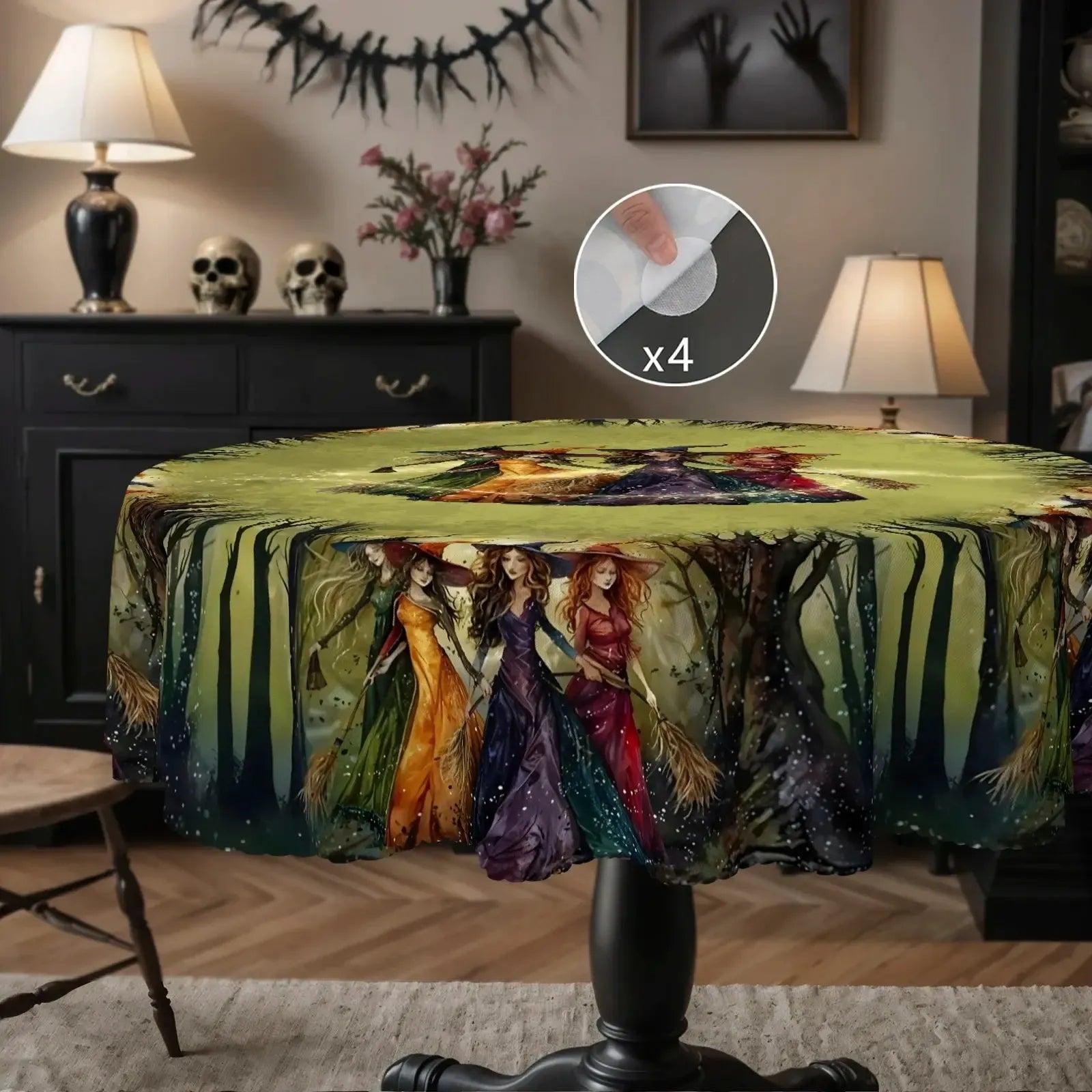 Hocus Pocus Gothic Witch Halloween Tablecloth - Spooky Table Decoration Tablecloth-MoonChildWorld