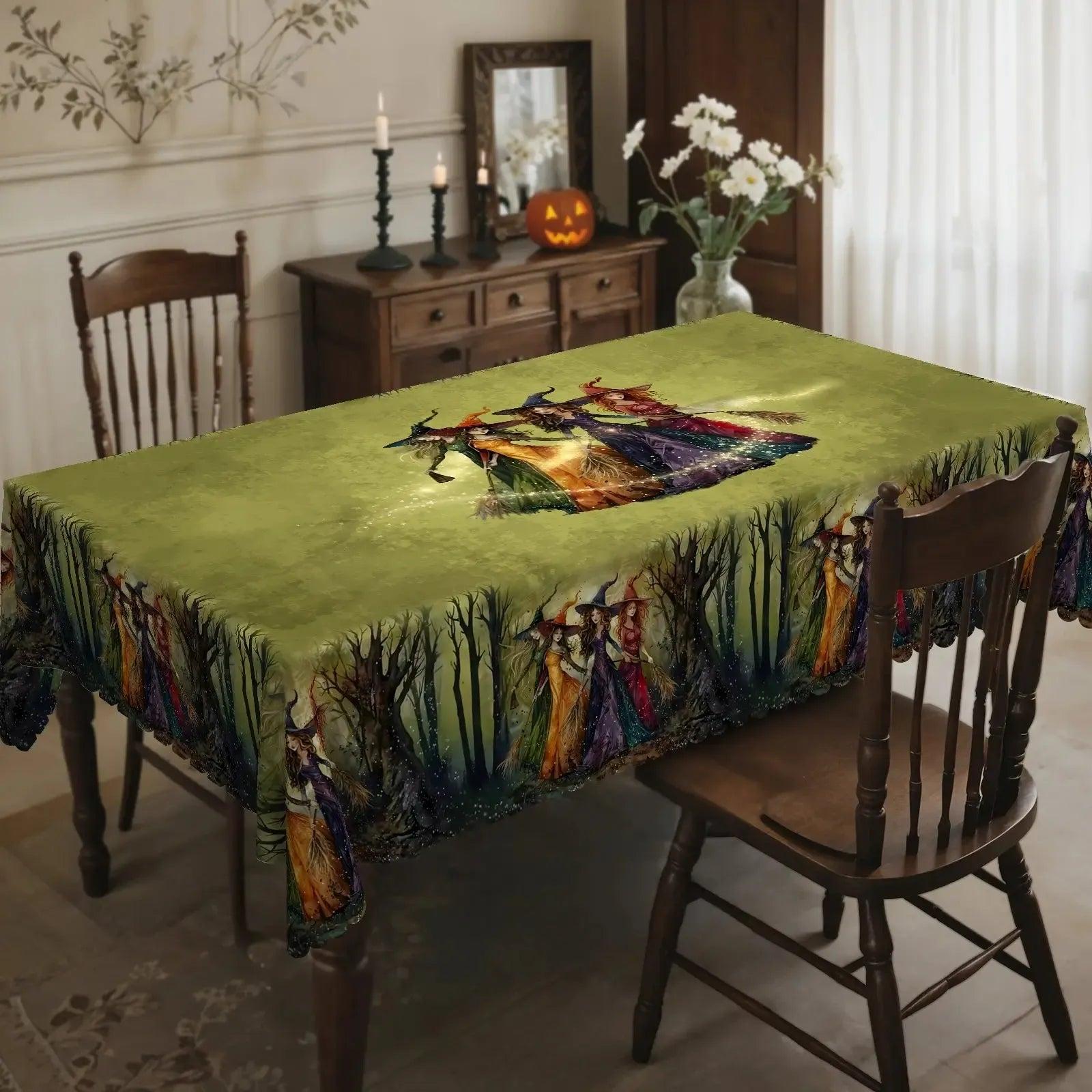 Hocus Pocus Gothic Witch Halloween Tablecloth - Spooky Table Decoration Tablecloth-MoonChildWorld