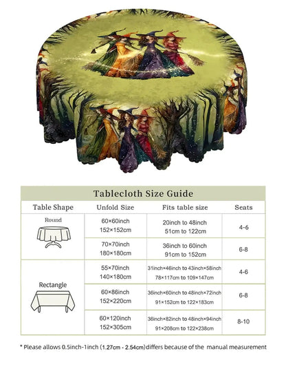 Hocus Pocus Gothic Witch Halloween Tablecloth - Spooky Table Decoration Tablecloth-MoonChildWorld