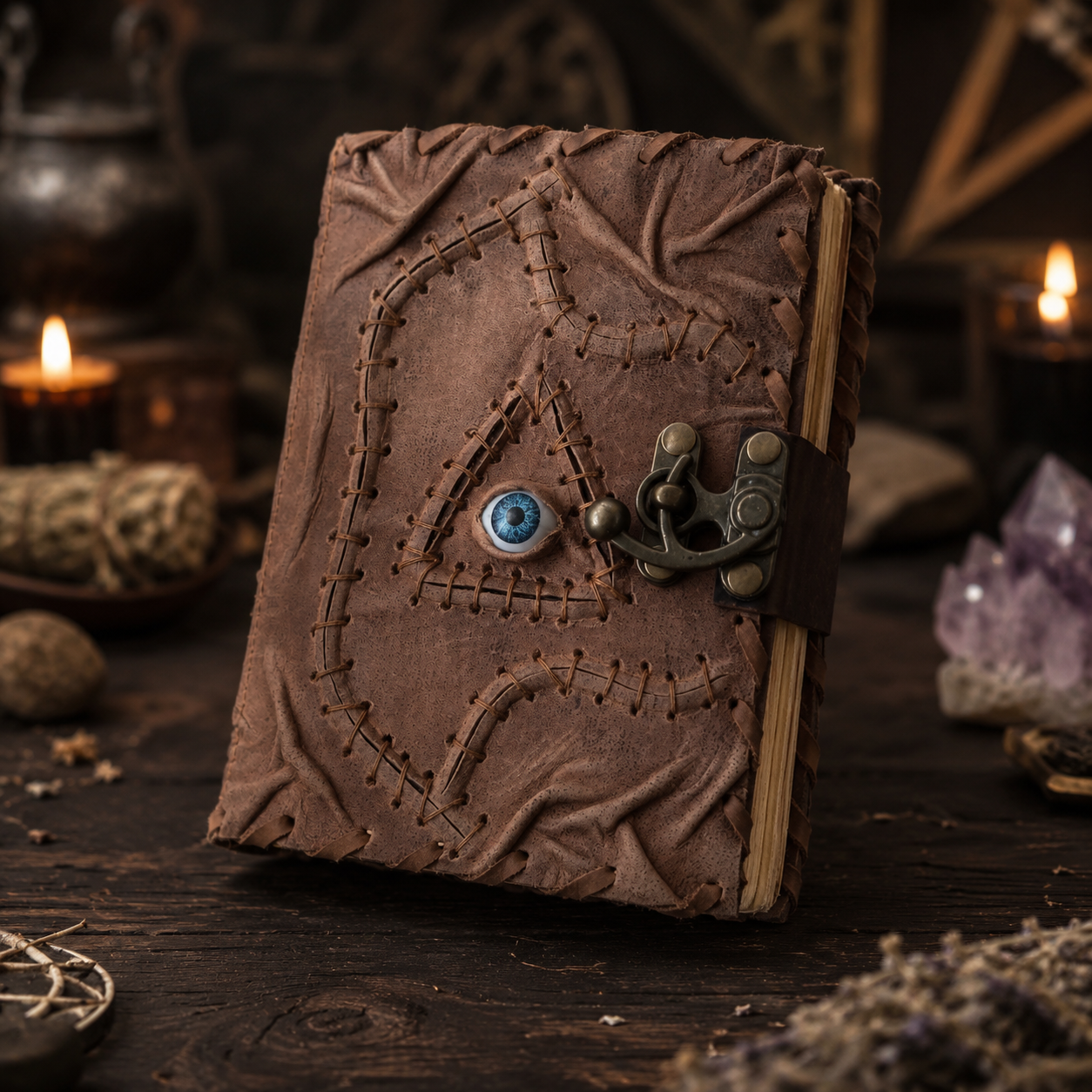 Hocus Pocus leather journal – vintage book of spells witch grimoire, Halloween Samhain gift, view 3
