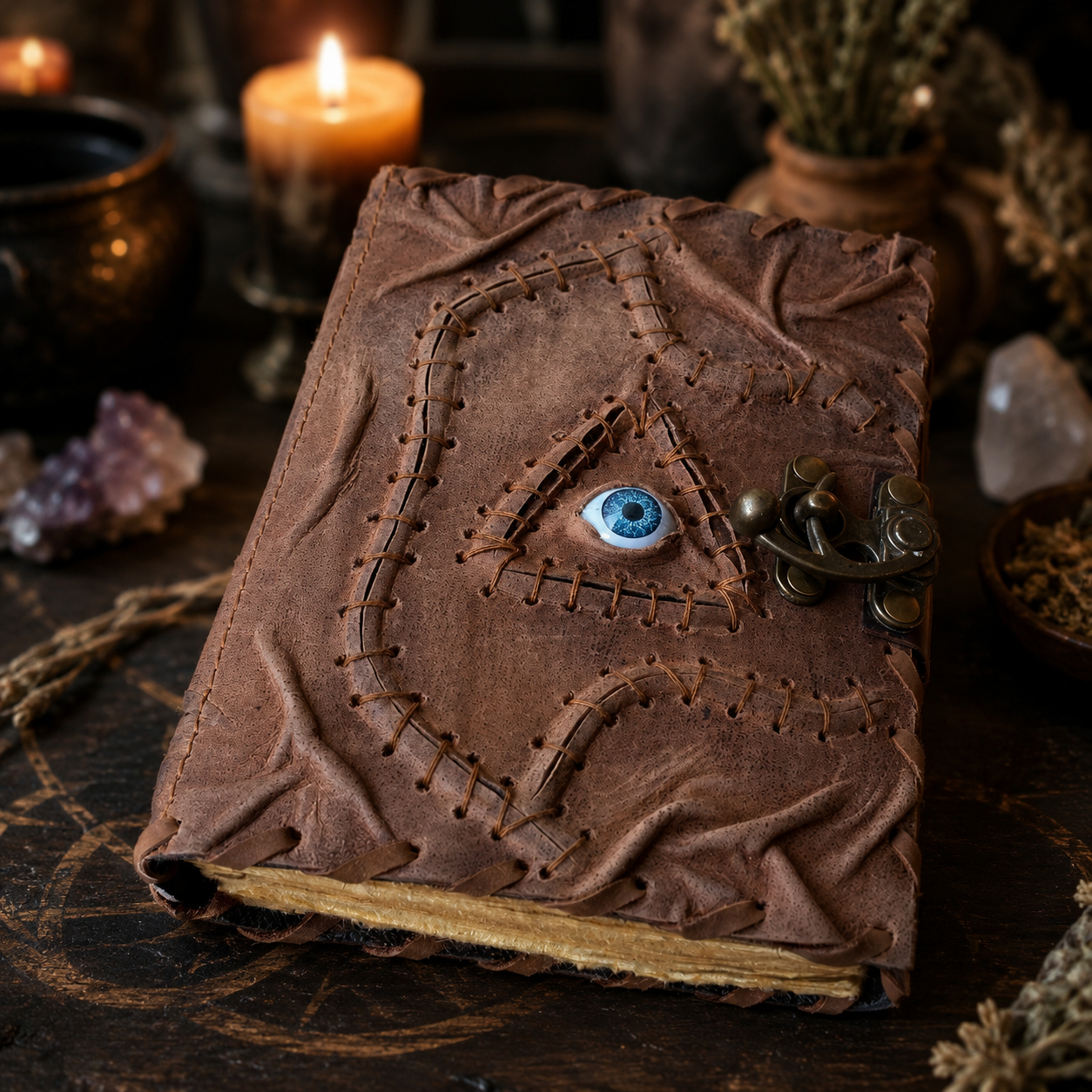Hocus Pocus leather journal – vintage book of spells witch grimoire, Halloween Samhain gift, view 1
