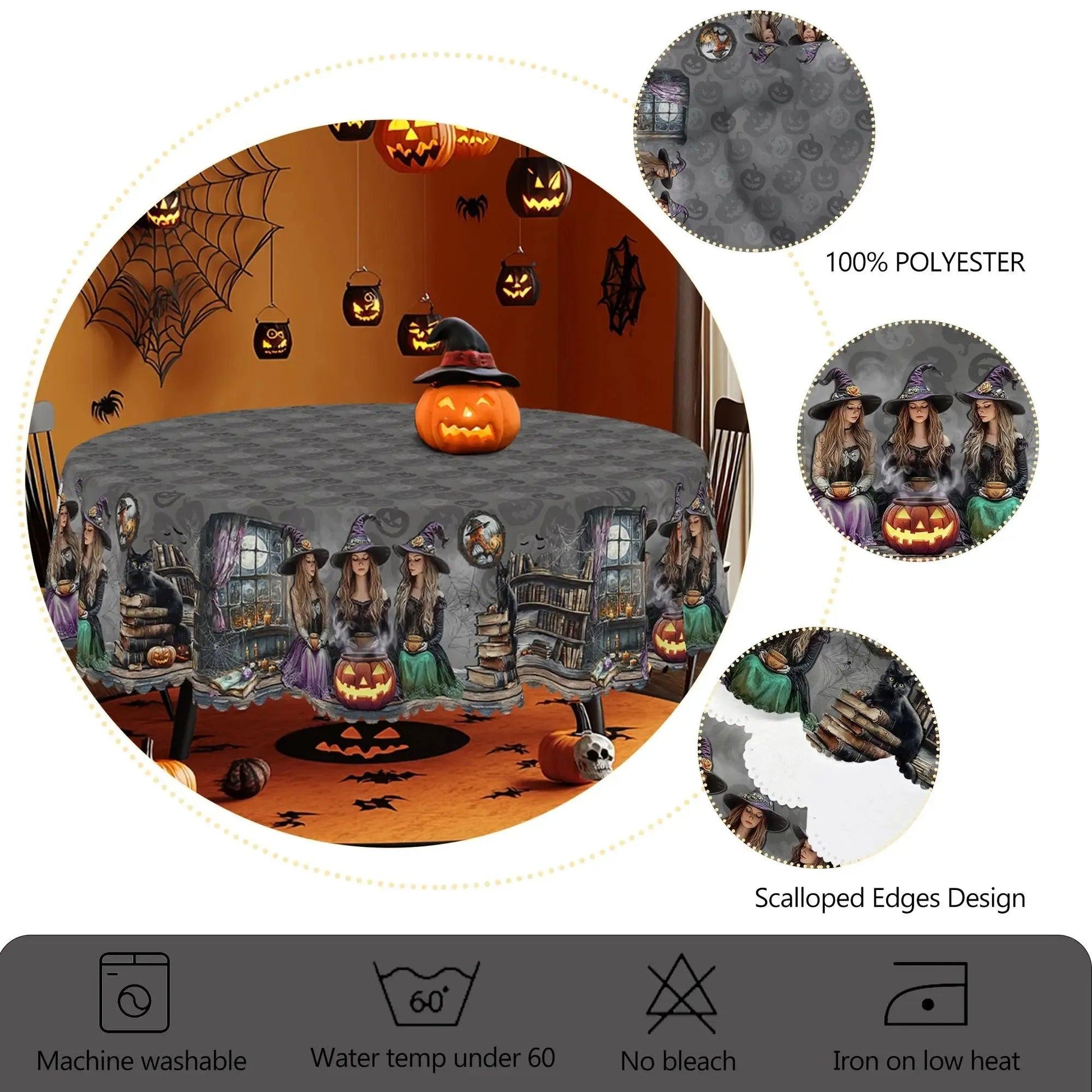 Hocus Pocus Witch Halloween Tablecloth - Gothic Witchy Tablecloth Table Decoration-MoonChildWorld