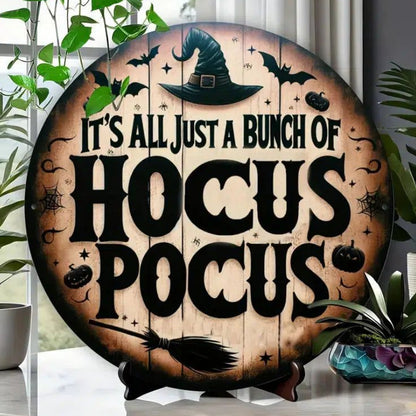 Hocus Pocus Witch Metal Sign Gothic Wall Sign For Halloween-MoonChildWorld