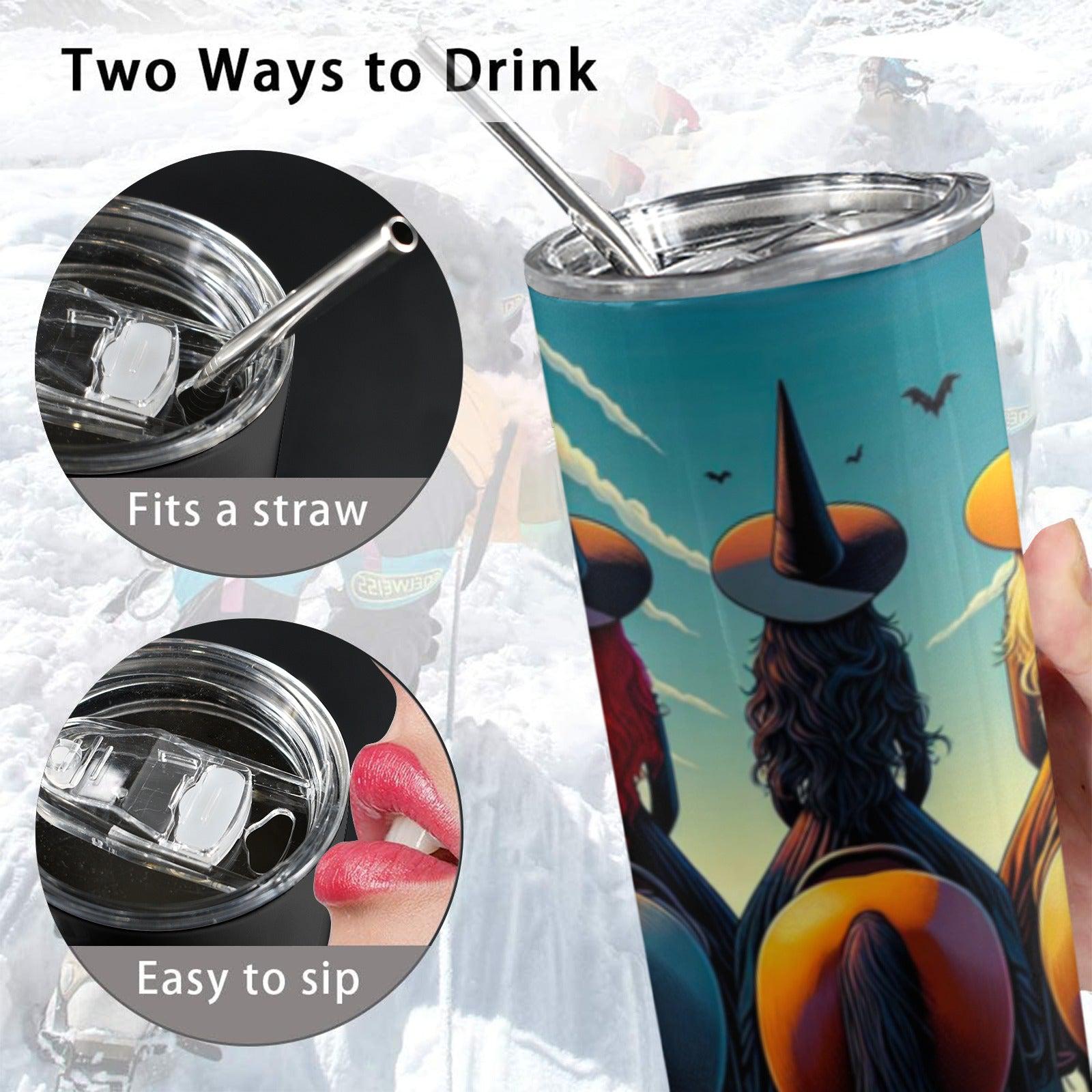 Howdy Witches Skinny Tumbler with Lid and Straw-MoonChildWorld