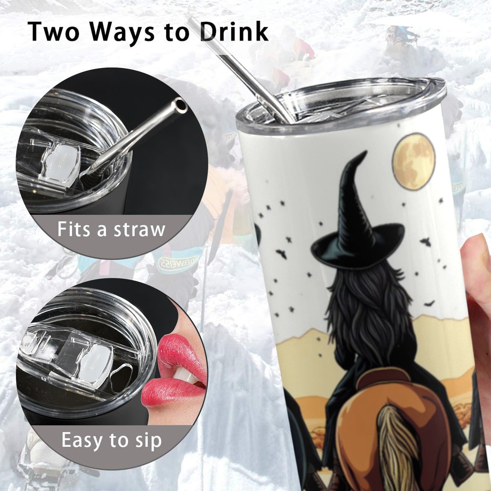 Howdy Witches Skinny Tumbler with Lid and Straw-MoonChildWorld