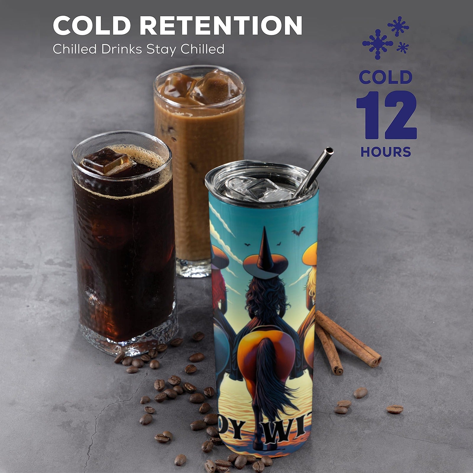 Howdy Witches Skinny Tumbler with Lid and Straw-MoonChildWorld