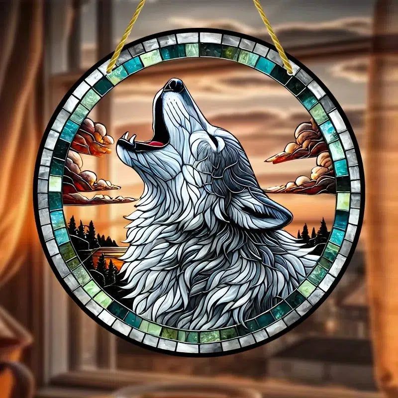 Howling Wolf Suncatcher Spirit Wolf Window Hanging-MoonChildWorld