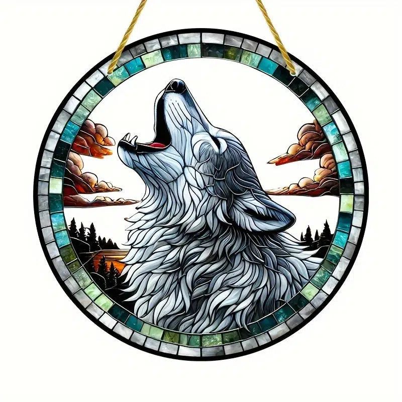 Howling Wolf Suncatcher Spirit Wolf Window Hanging-MoonChildWorld