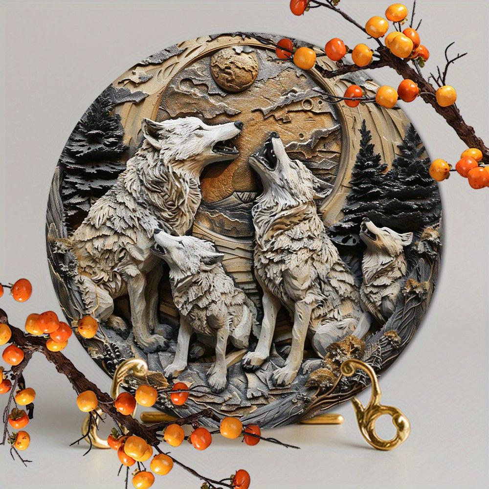 Howling Wolves Metal Sign Rustic Home Decor-MoonChildWorld